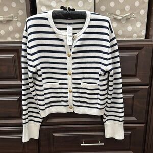 Striped Navy and White Women's Sweater